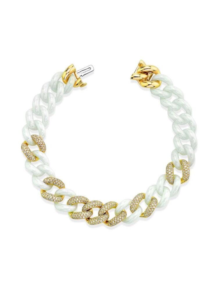 SHAY 18kt yellow gold and ceramic diamond chain-link bracelet Cover