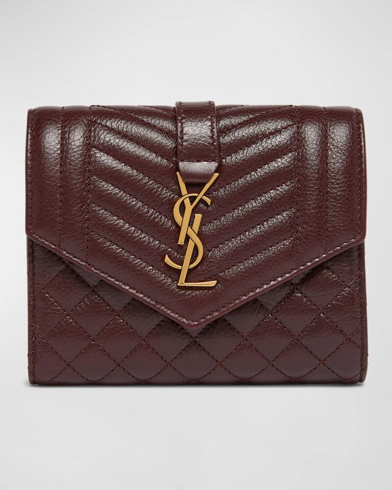 Saint Laurent YSL Trifold Compact Wallet in Quilted Leather Cover