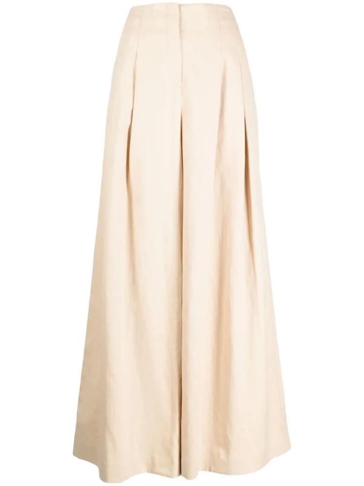 TWP box-pleat palazzo pants - Neutrals Cover