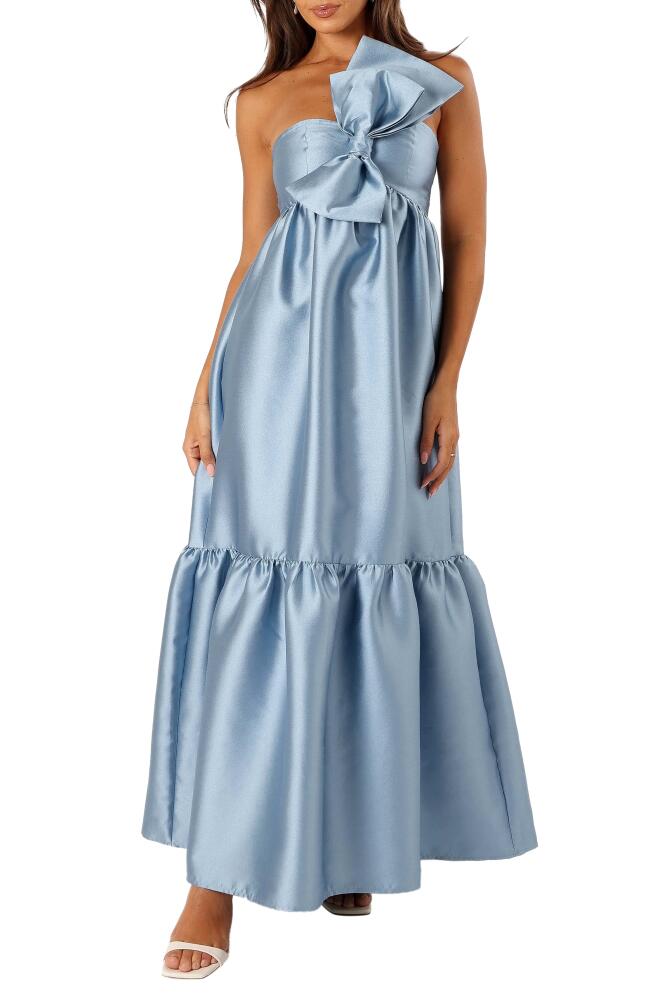 Petal & Pup Betina Bow One-Shoulder Gown in Blue Cover