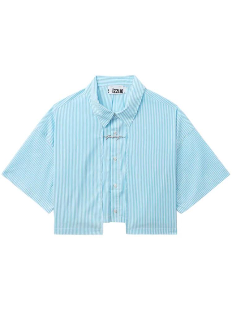 izzue striped cropped shirt - Blue Cover