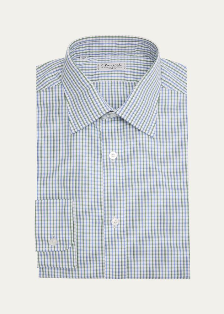 Charvet Men's Cotton Check-Print Dress Shirt Cover