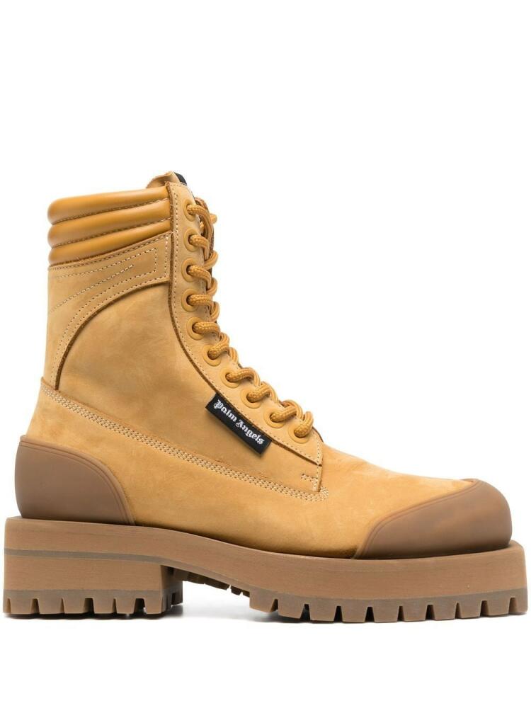 Palm Angels square-toe combat boots - Yellow Cover