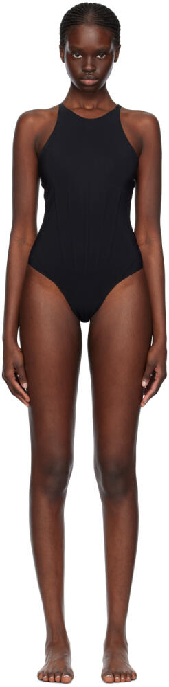 Mugler Black Bonded Swimsuit Cover