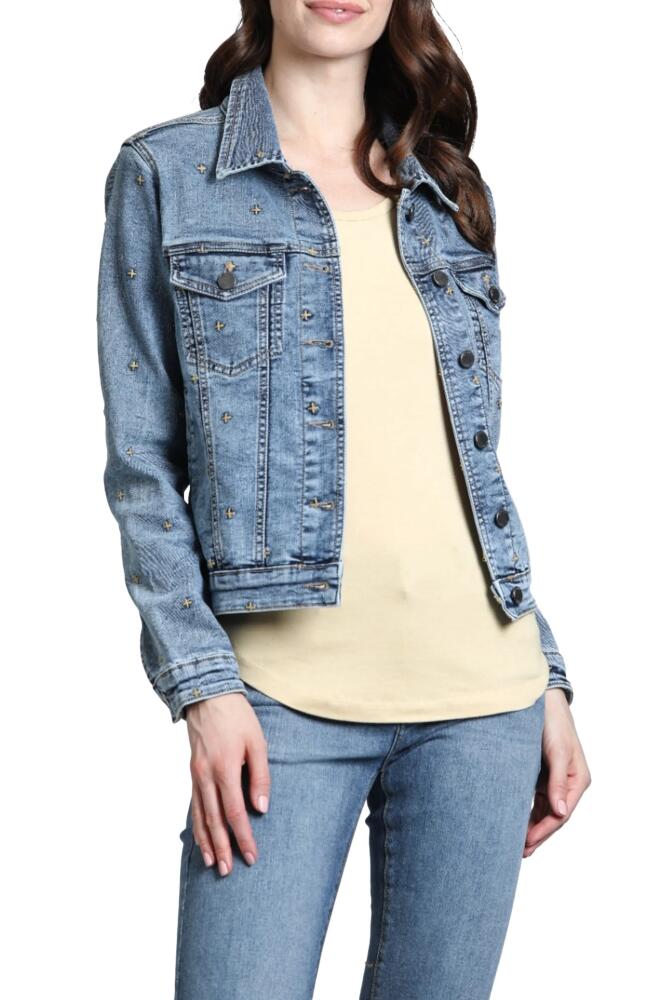 APNY Cross Embroidery Denim Trucker Jacket in Indigo Cover