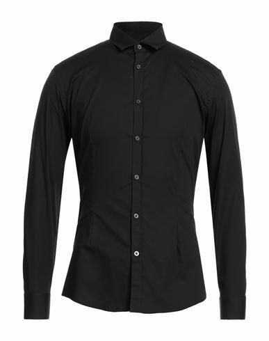 Daniele Alessandrini Homme Man Shirt Black Size 17 ½ Cotton, Elastane Cover