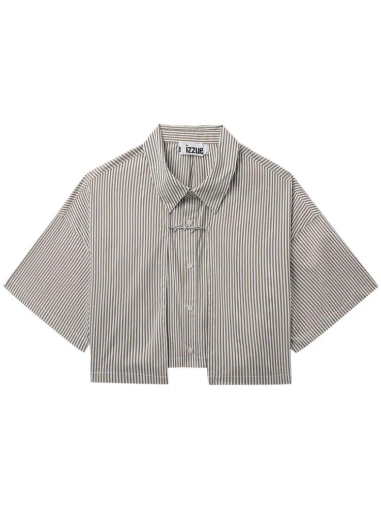 izzue striped cropped shirt - Brown Cover