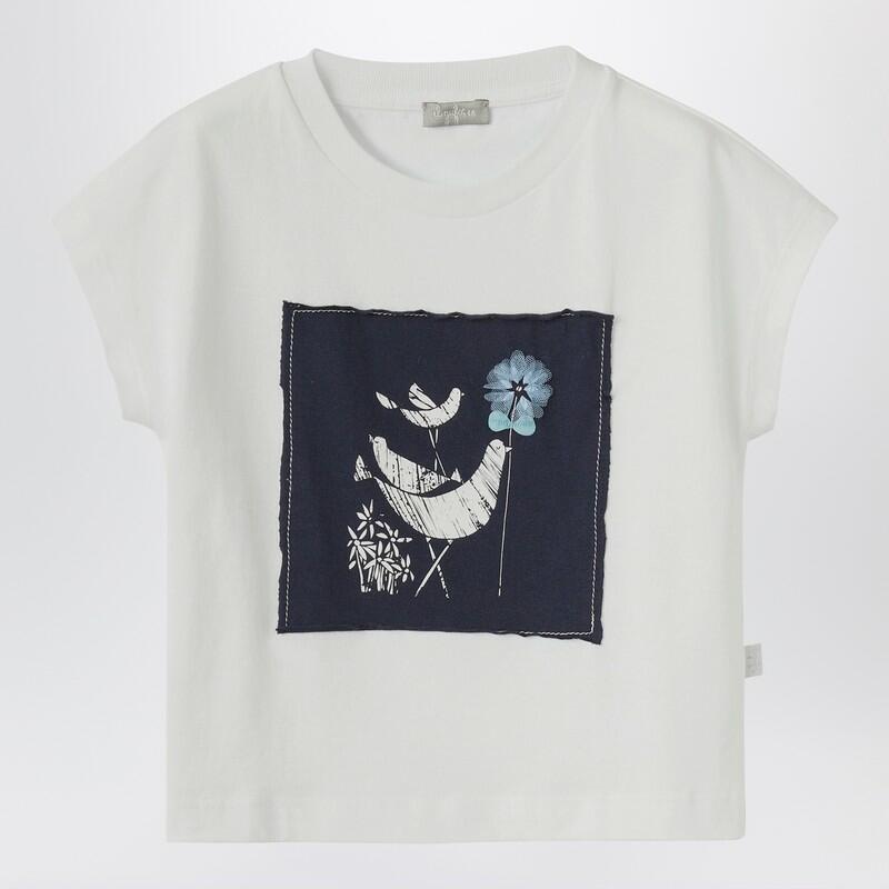 Il Gufo White cotton T-shirt with blue patch Cover