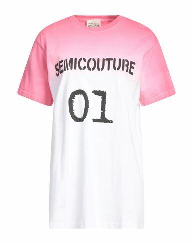 Semicouture Woman T-shirt Pink Cotton Cover