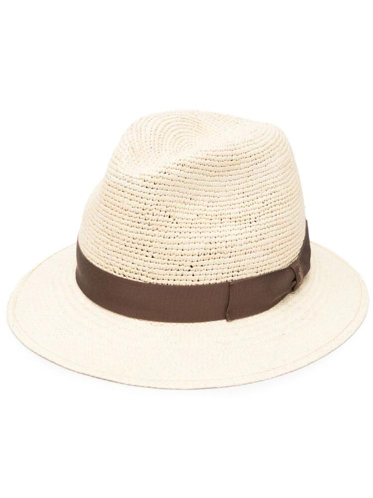 Borsalino ribbon-detail sun hat - Neutrals Cover