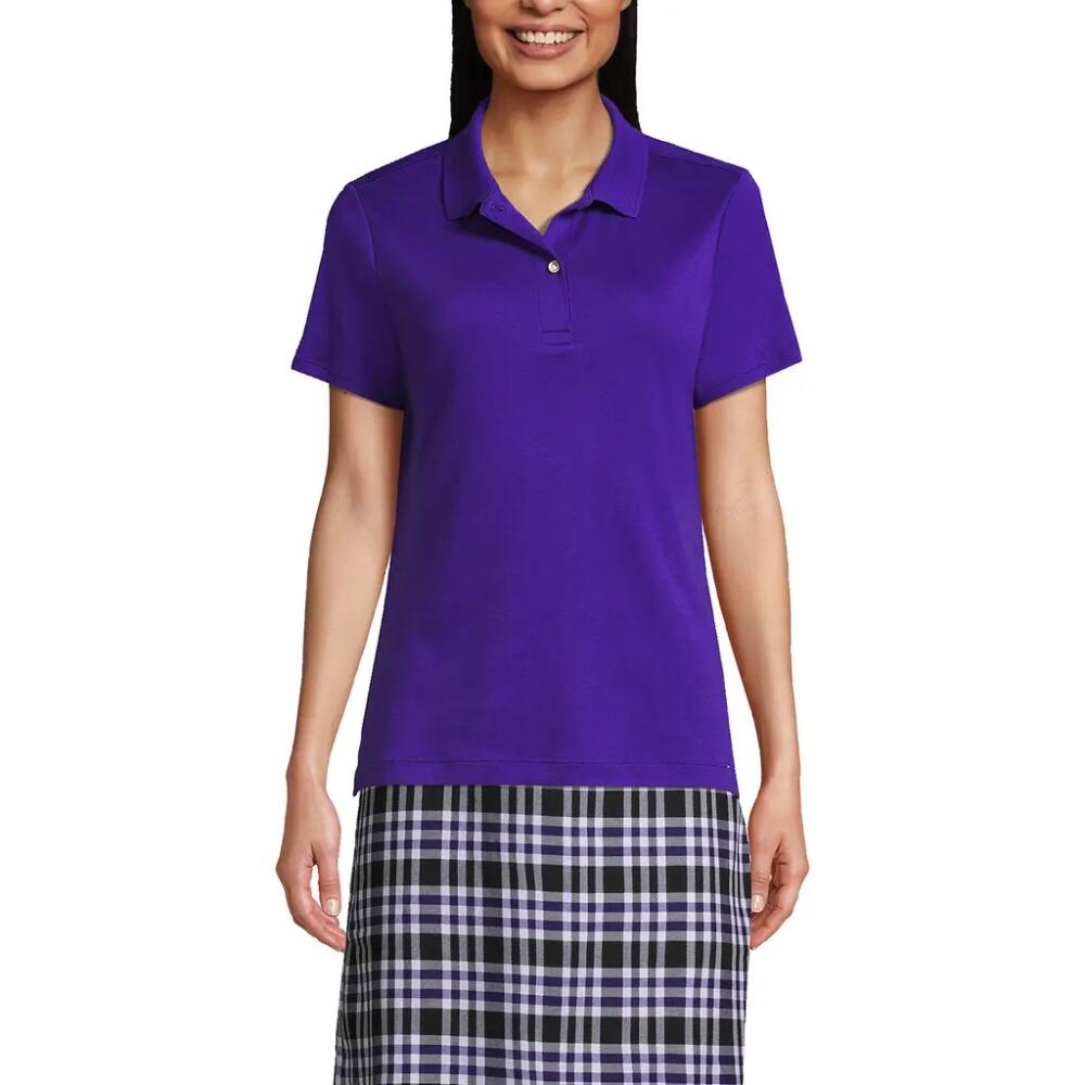 Lands' End School Uniform Short Sleeve Feminine Fit Interlock Polo Shirt in Deep Purple Cover