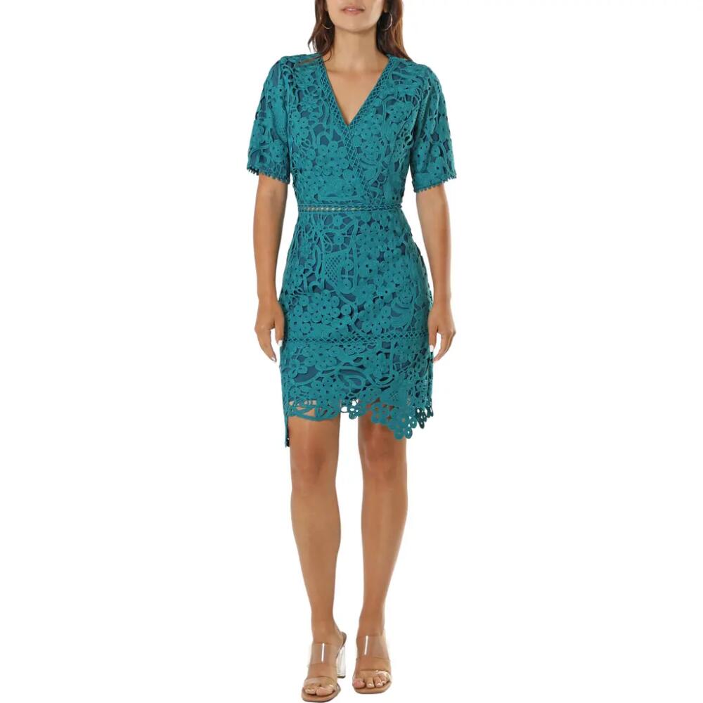 Adelyn Rae Lace Minidress in Teal Cover