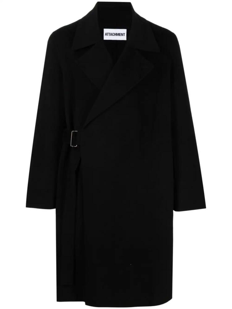 Attachment notched-collar belted coat - Black Cover