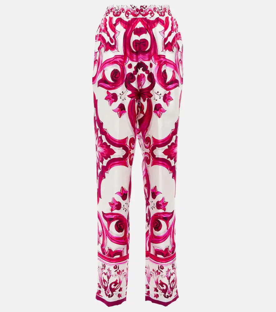 Dolce & Gabbana Printed silk twill straight pants Cover