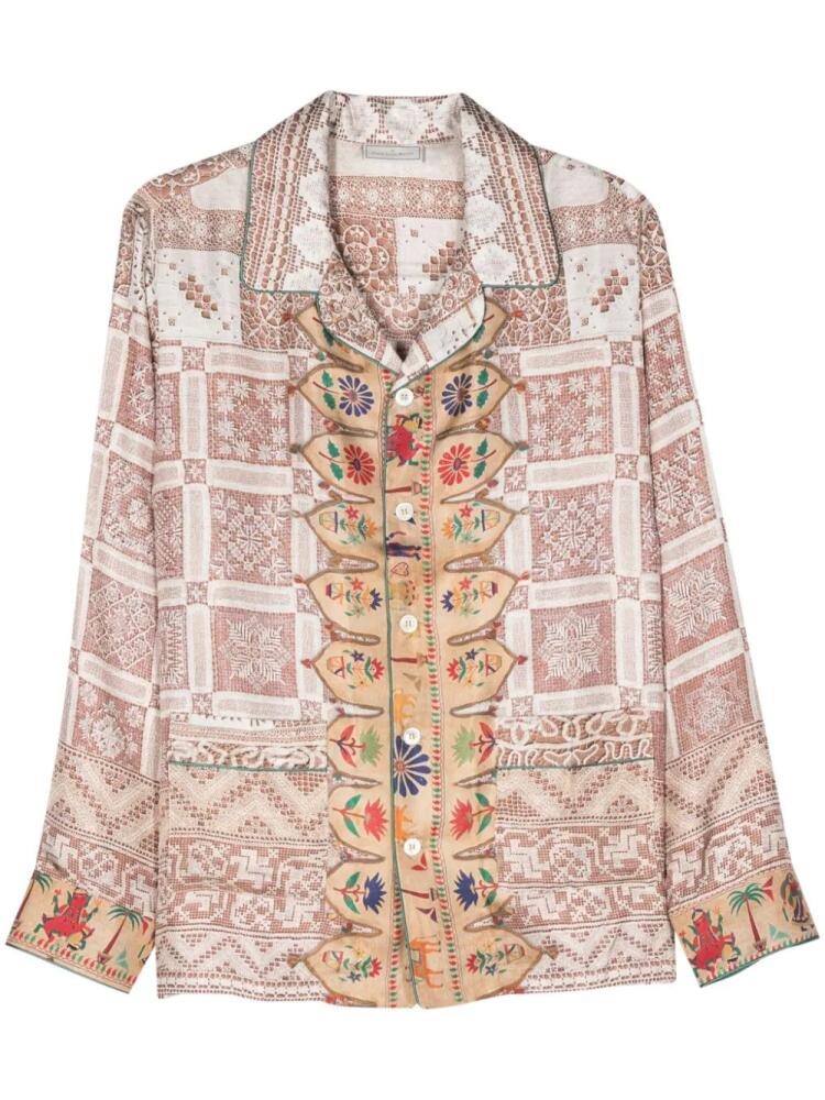 Pierre-Louis Mascia graphic-print silk shirt - Neutrals Cover