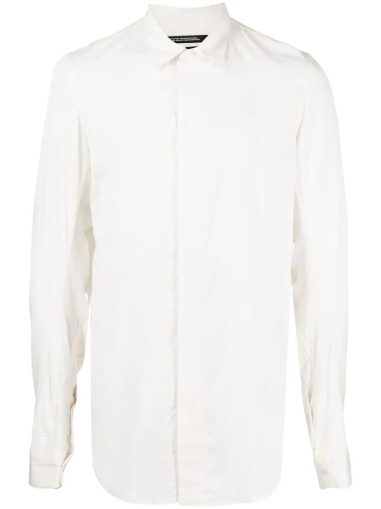 Julius spread-collar concealed-fastening shirt - White Cover