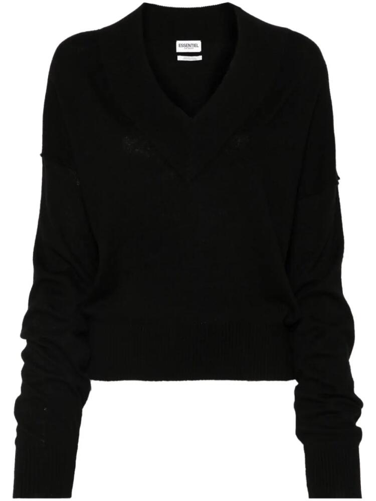 Essentiel Antwerp v-neck knitted sweater - Black Cover