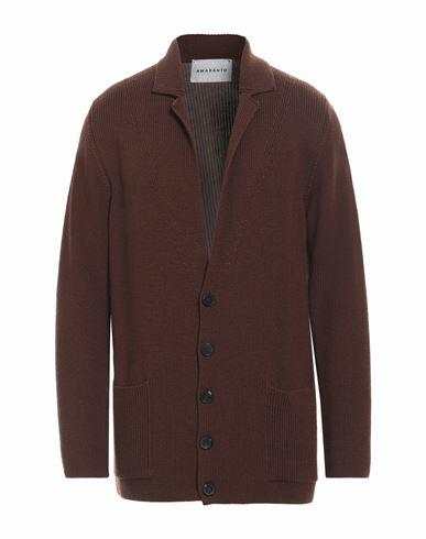 Amaranto Man Cardigan Brown Wool Cover