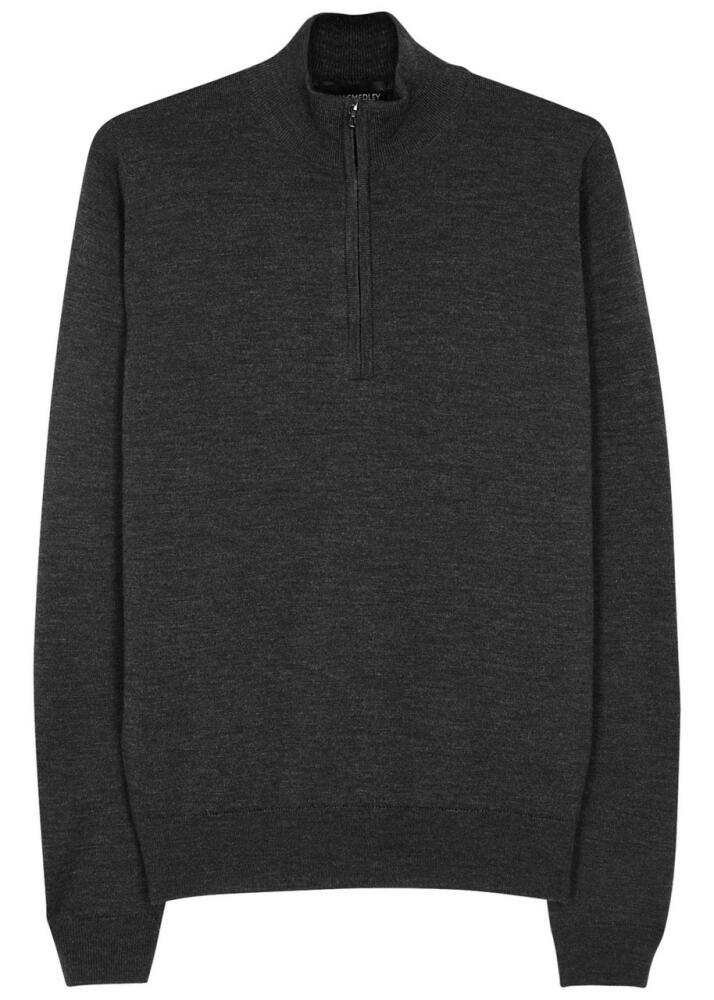 John Smedley Wyvern Navy Half-zip Merino Wool Jumper - Charcoal Cover