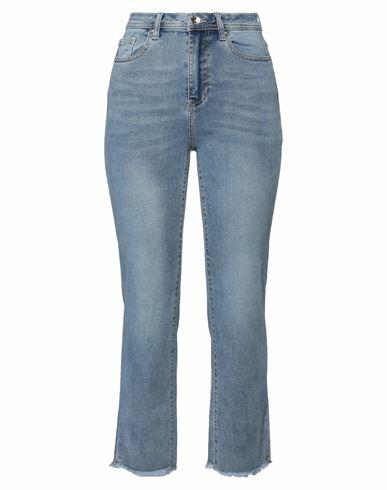 Take-two Woman Jeans Blue Cotton, Polyester, Rayon, Elastane Cover