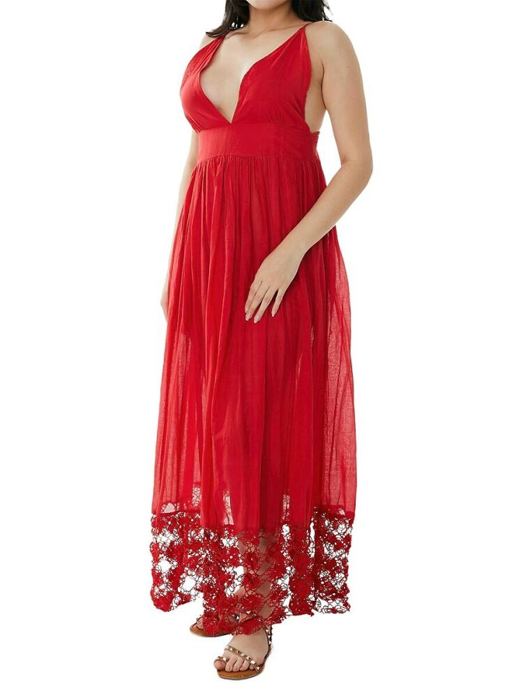 Ranee's Women's Slip Maxi Cover Up Dress - Red Cover