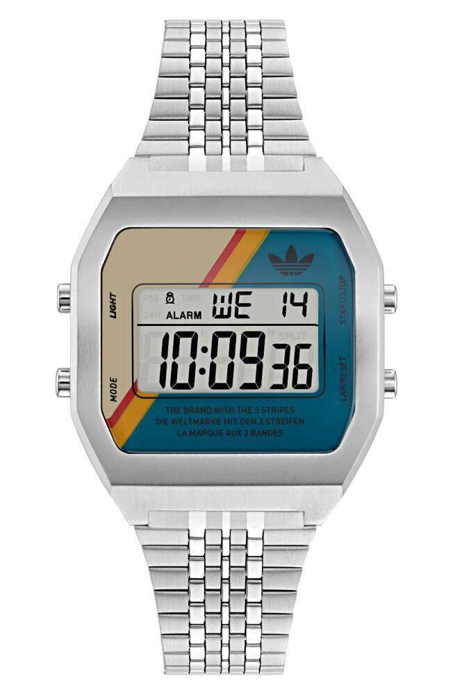 adidas Digital Two Bracelet Watch, 36mm in Stainless Steel/Blue Cover