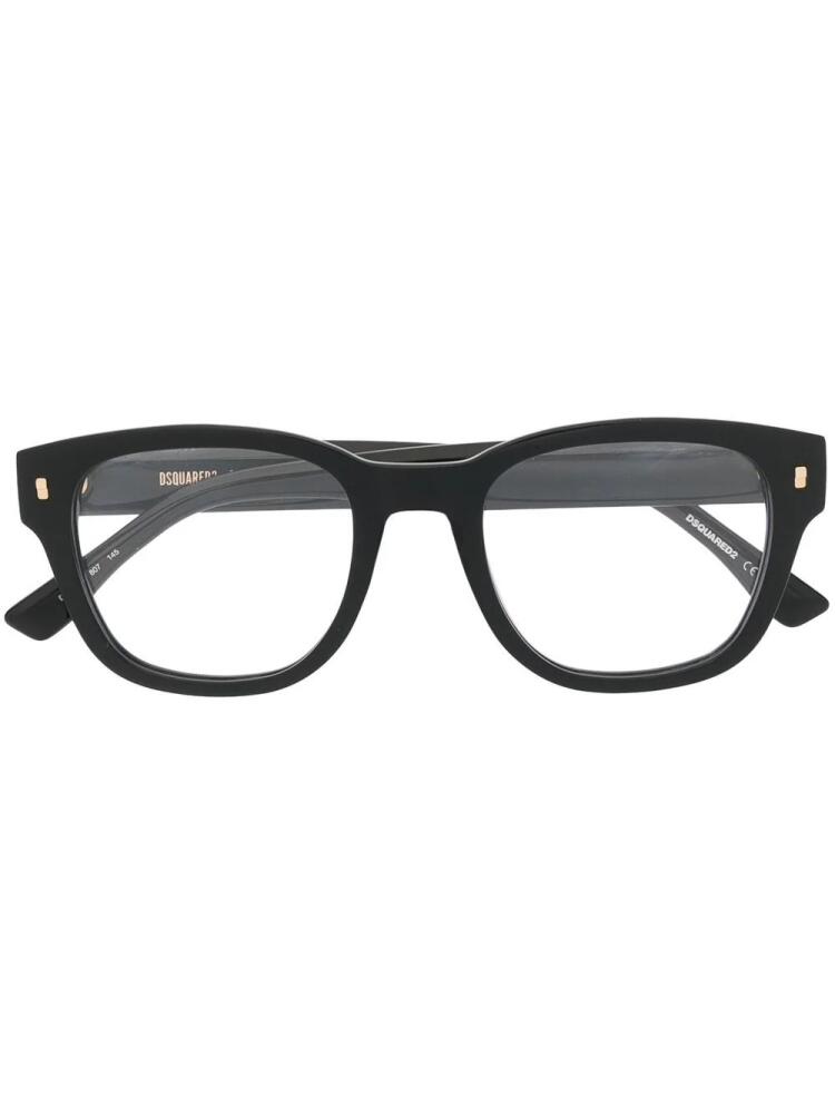 DSQUARED2 EYEWEAR logo-plaque round-frame glasses - Black Cover