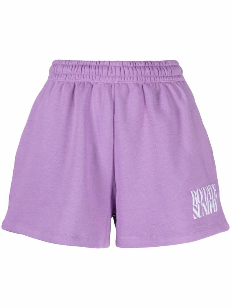 ROTATE BIRGER CHRISTENSEN logo-embroidered track shorts - Purple Cover