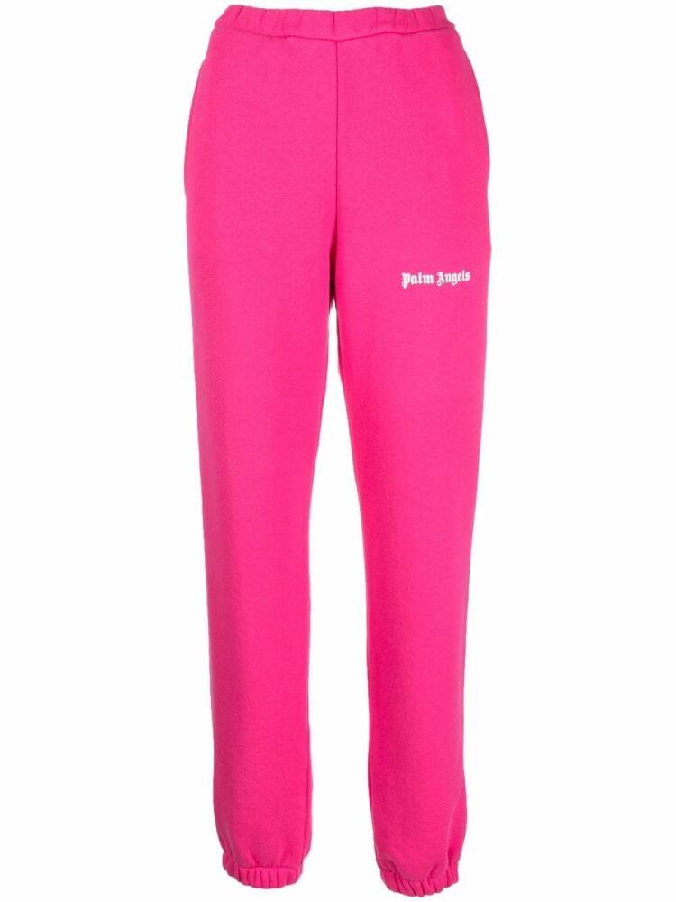 Palm Angels logo-print cotton track pants - Pink Cover