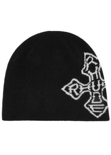 Rhude Cross-intarsia Cotton-blend Beanie - Black Cover