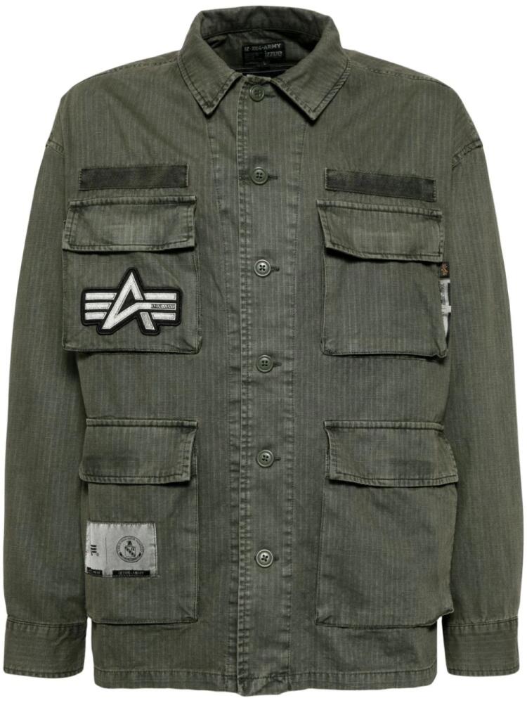 izzue patch-embroidered shirt jacket - Green Cover