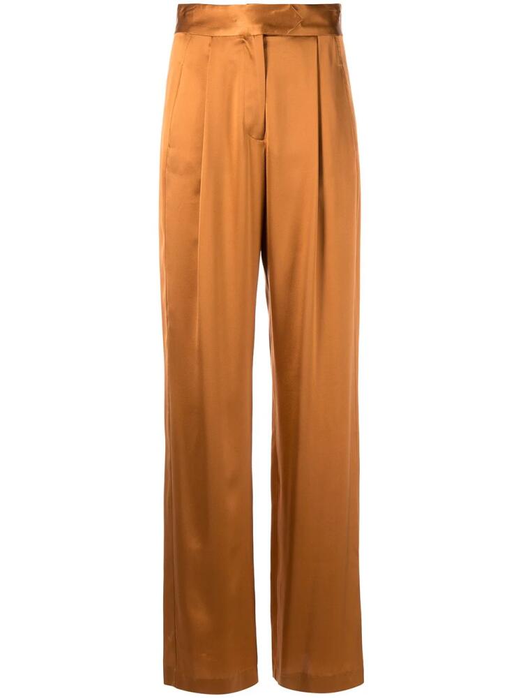 Michelle Mason wide-leg silk satin trousers - Orange Cover