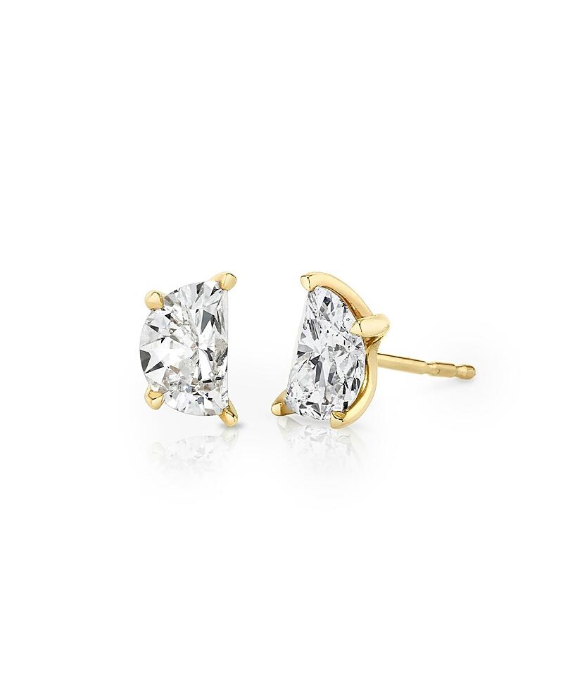 Vrai Iconic Lab-Grown Diamond Stud Earrings in 14K White Gold/Gold, 1.5ctw Half Moon Lab Grown Diamonds Cover