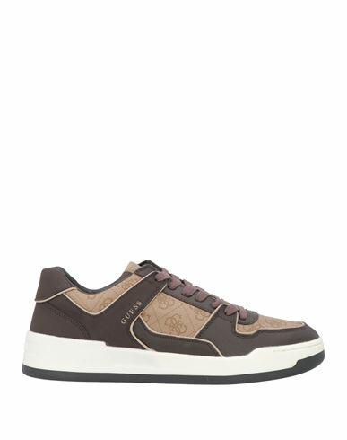 Guess Man Sneakers Dark brown Leather, Textile fibers Cover