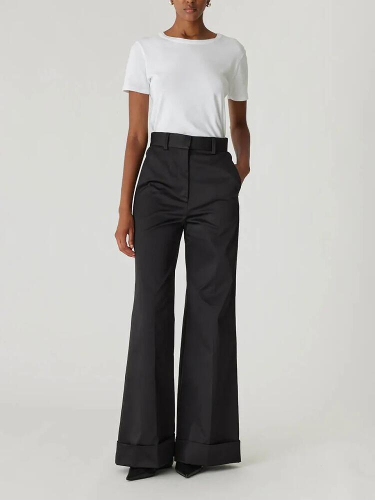 Rebecca Taylor Techy Sateen Wide Leg Pant in Black Cover