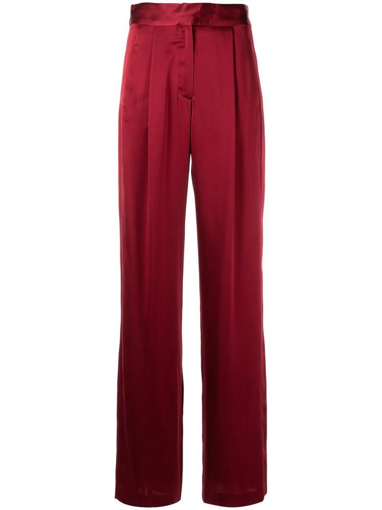 Michelle Mason wide-leg silk satin trousers - Red Cover