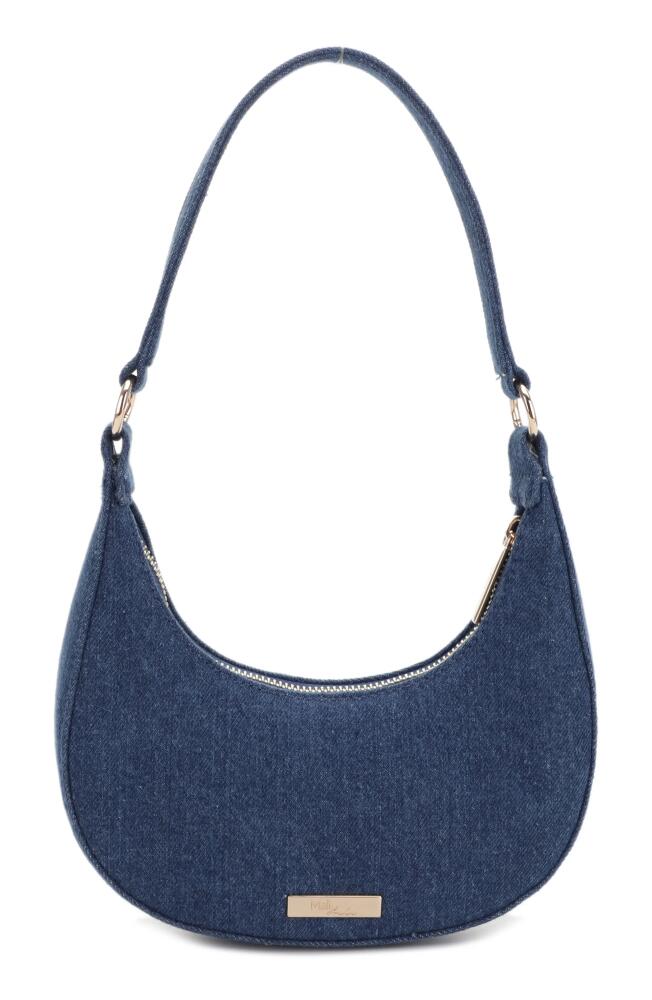 Mali + Lili Leilani Woven Denim Baguette Shoulder Bag in Blue Denim Cover