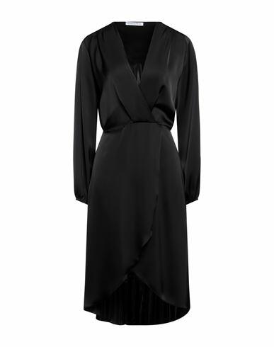 Caractère Woman Midi dress Black Polyester, Elastane Cover