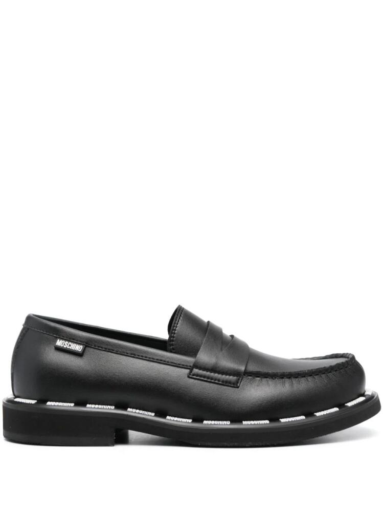 Moschino stitch-detailed slip-on loafers - Black Cover