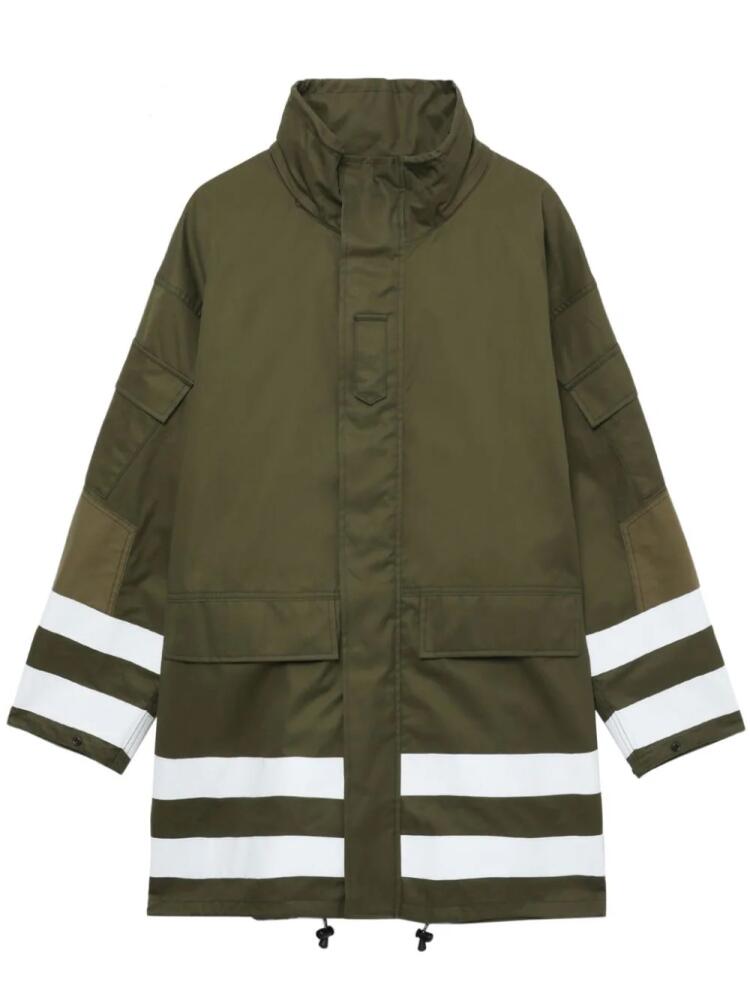 Comme des Garçons Homme stripe-trim parka coat - Green Cover