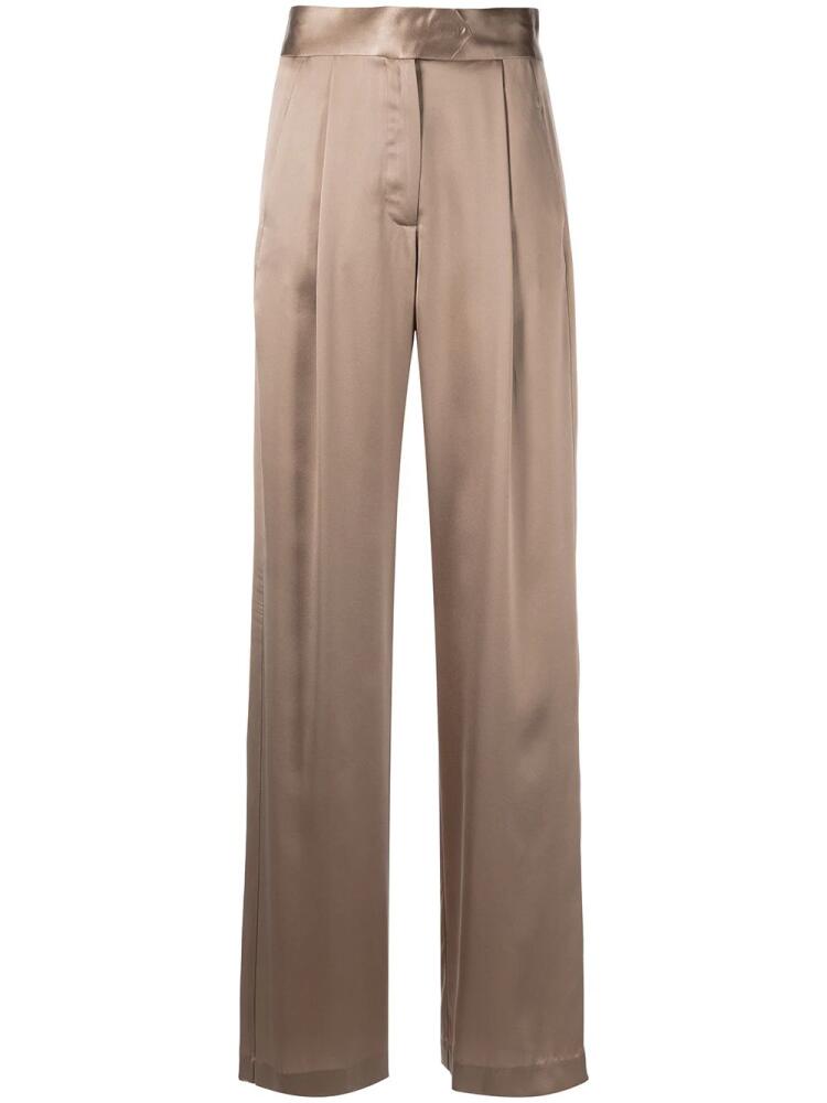 Michelle Mason wide-leg silk satin trousers - Neutrals Cover