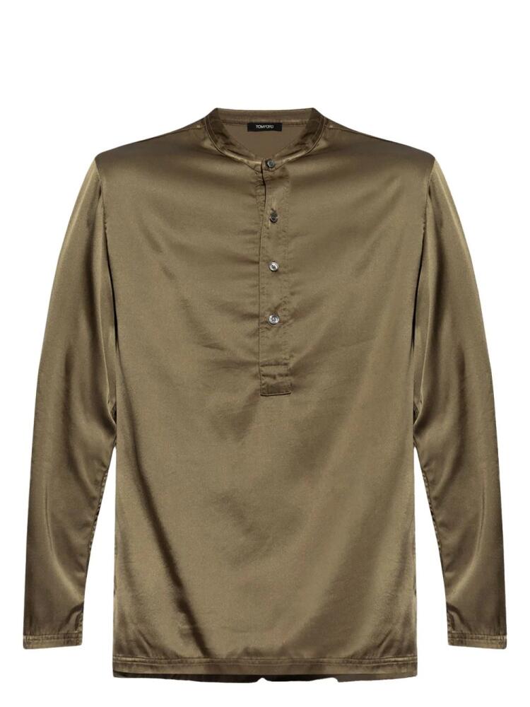 TOM FORD long-sleeve satin pajama top - Brown Cover