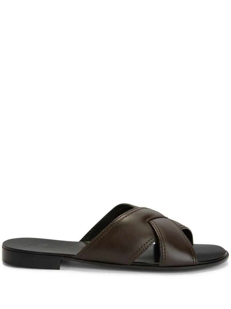 Giuseppe Zanotti Flavio crossover leather slides - Brown Cover