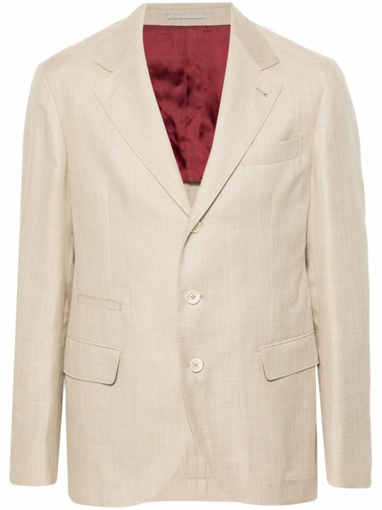 Brunello Cucinelli mélange-effect single-breasted blazer - Neutrals Cover