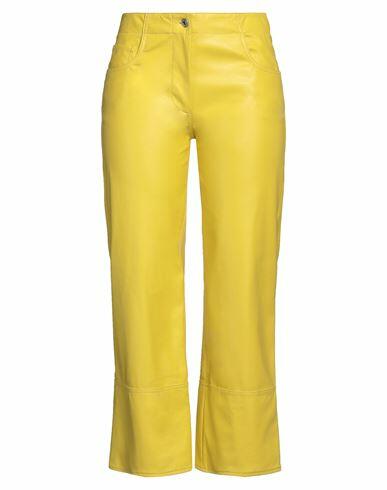 Msgm Woman Pants Light yellow Polyester, Elastane Cover