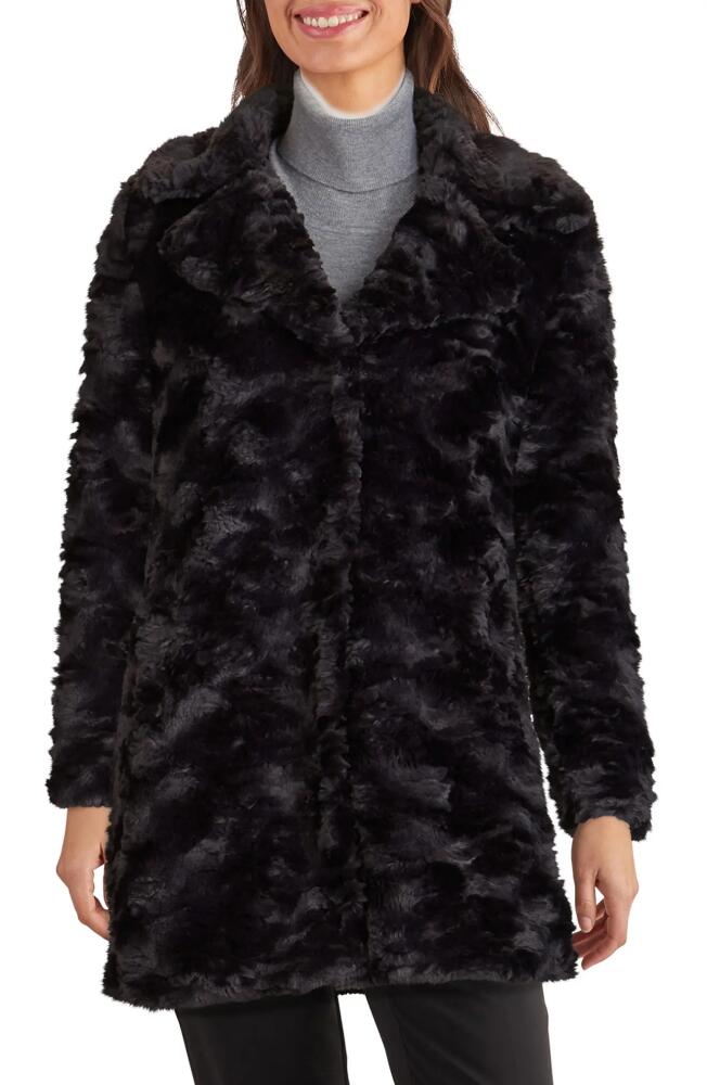 Kenneth Cole New York Notch Collar Faux Fur Coat in Black Cover