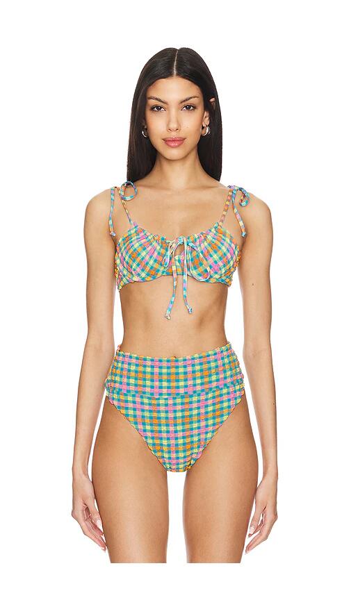 BEACH RIOT Caitlin Bikini Top in Blue Cover