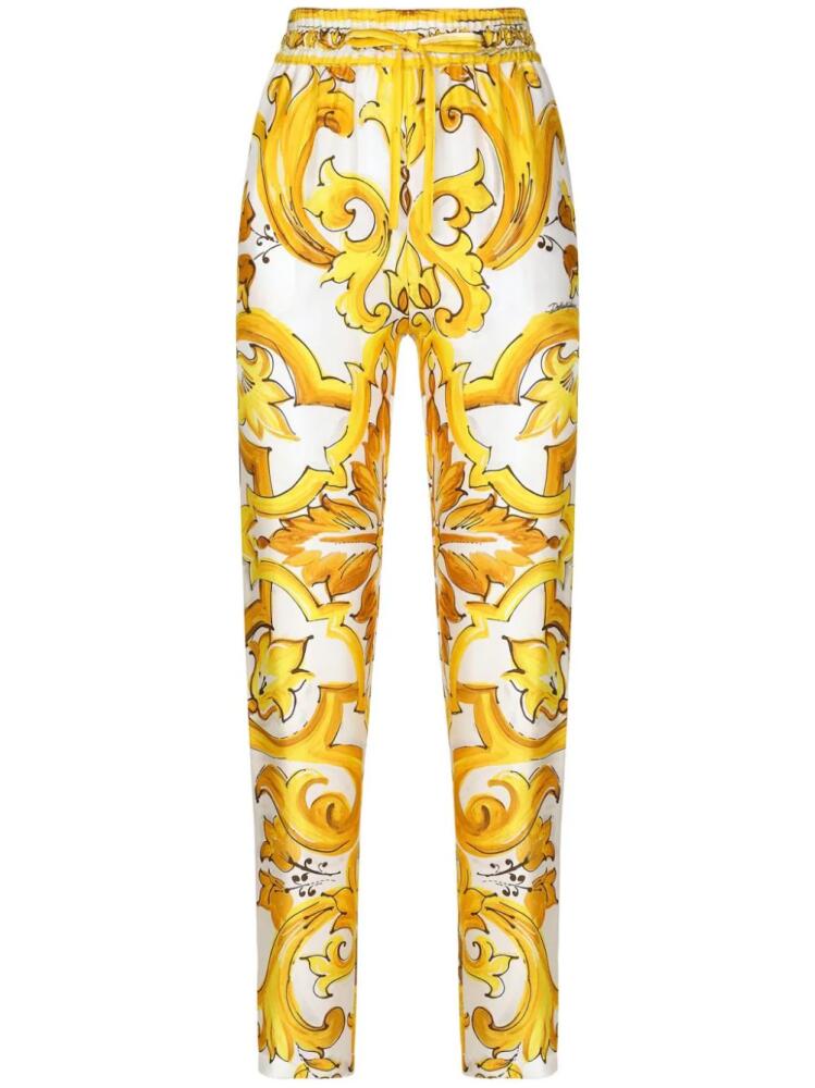 Dolce & Gabbana drawstring-waist silk track pants - Yellow Cover