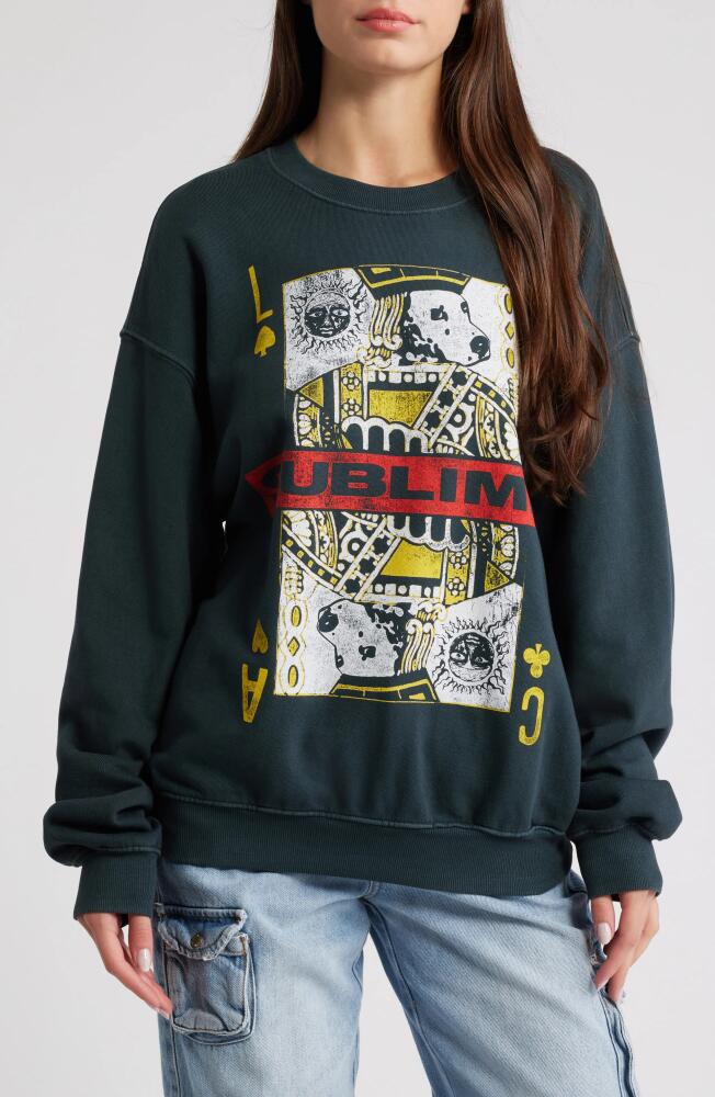 Daydreamer Sublime Playing Card Cotton Fleece Graphic Sweatshirt in Vintage Black Cover