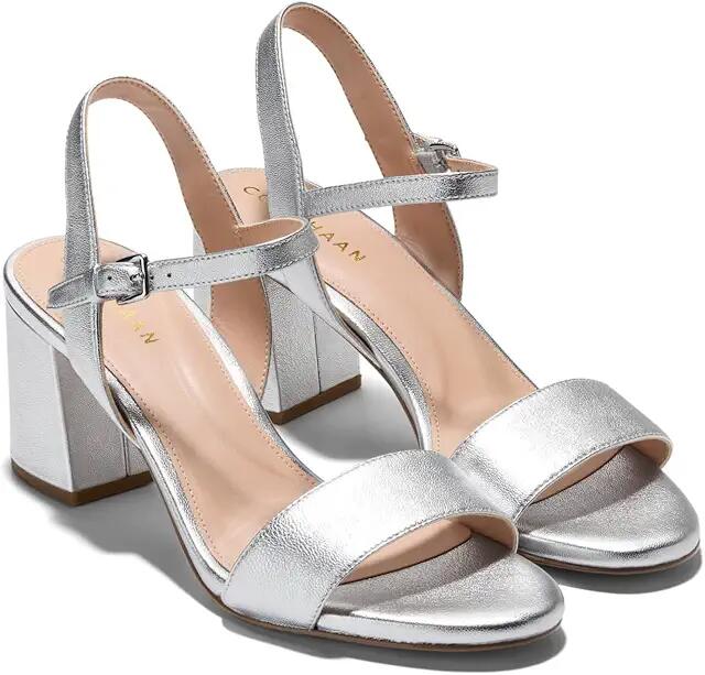 Cole Haan Josie Block Heel Sandal (65 mm) (Silver Leather) Women's Shoes Cover